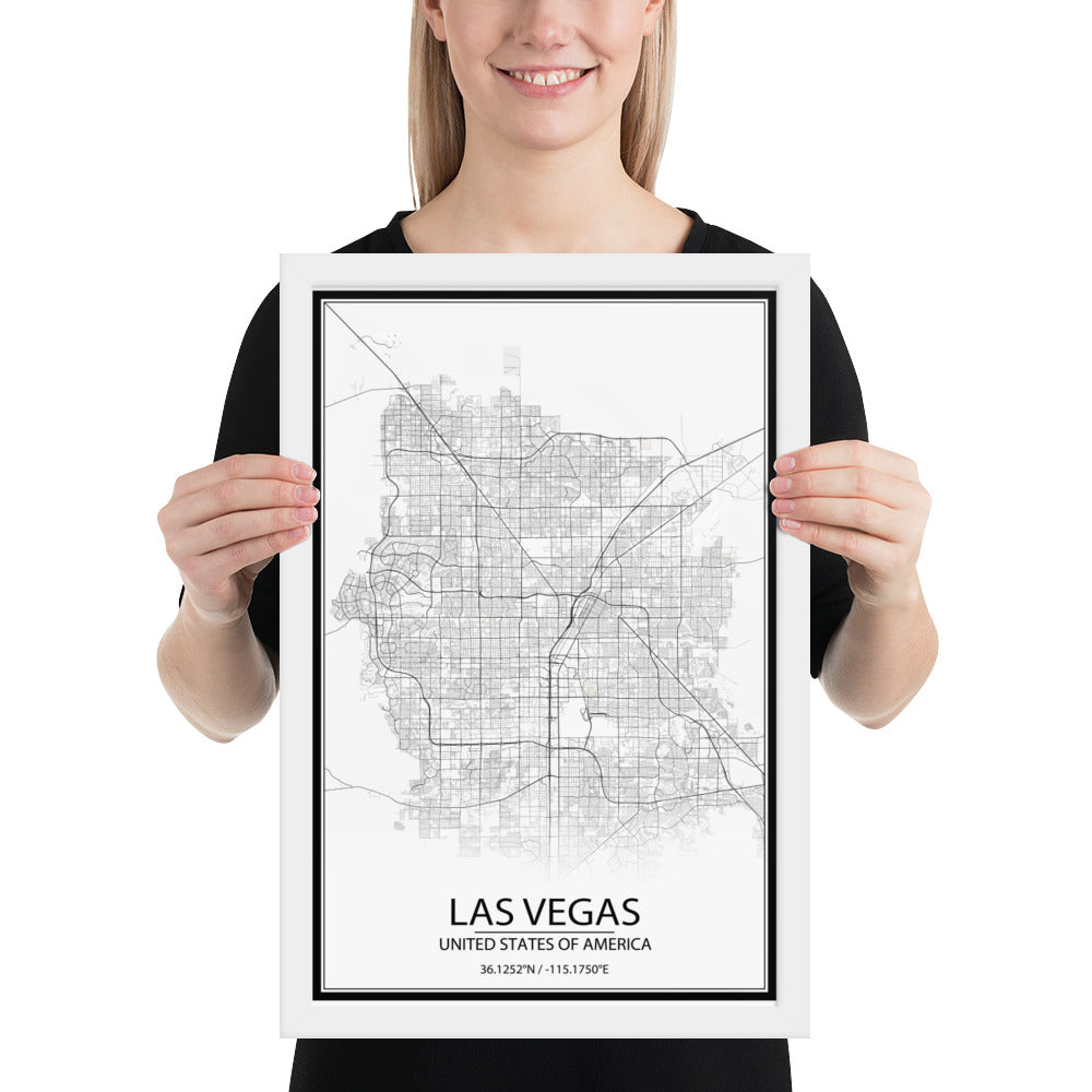 Las Vegas White Framed Map