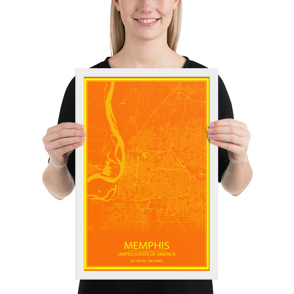 Memphis Orange and Yellow Framed Map