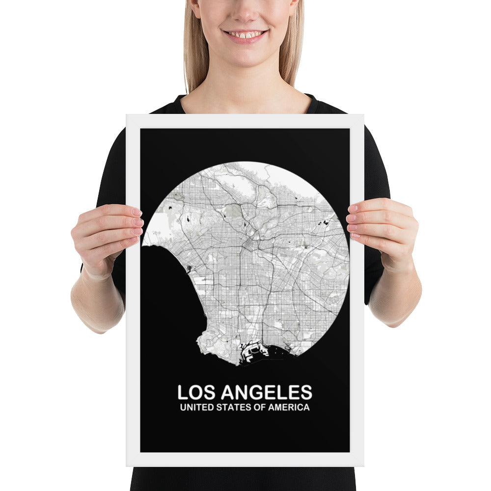 Los Angeles Circular White Framed Map