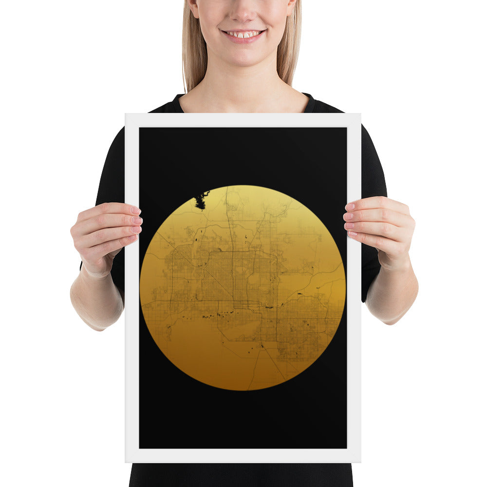 Phoenix Gold on Black Framed Map