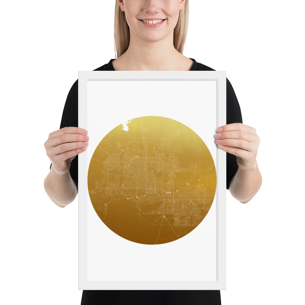 Phoenix Gold on White Framed Map