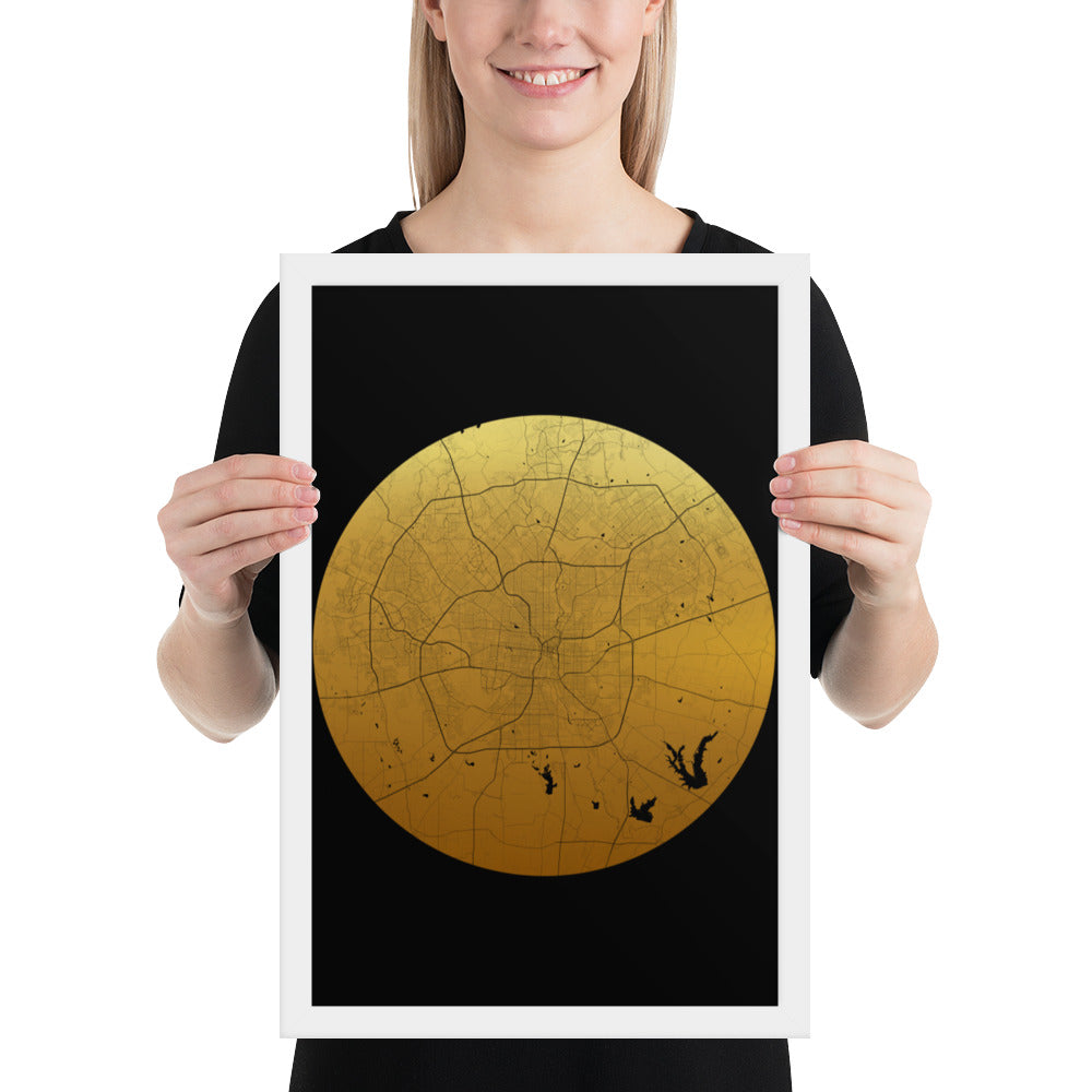 San Antonio Gold on Black Framed Map