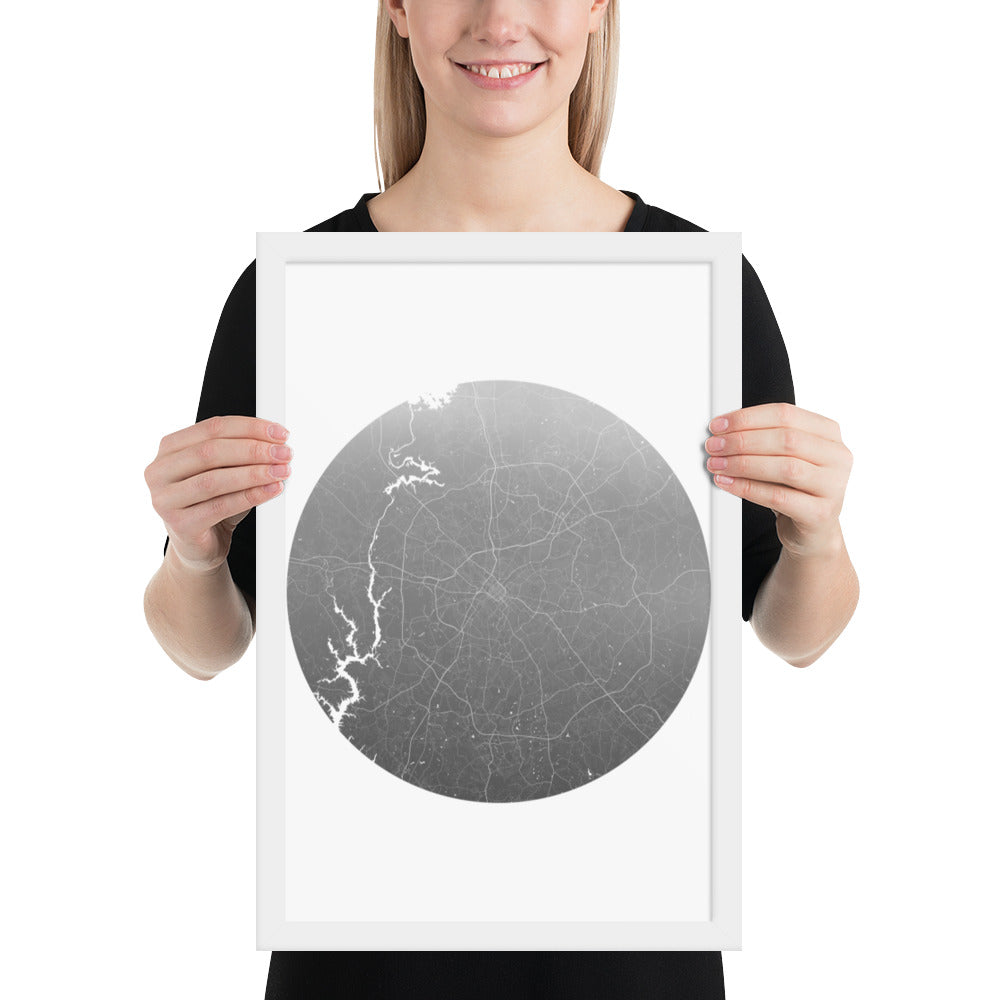 Charlotte Silver on White Framed Map