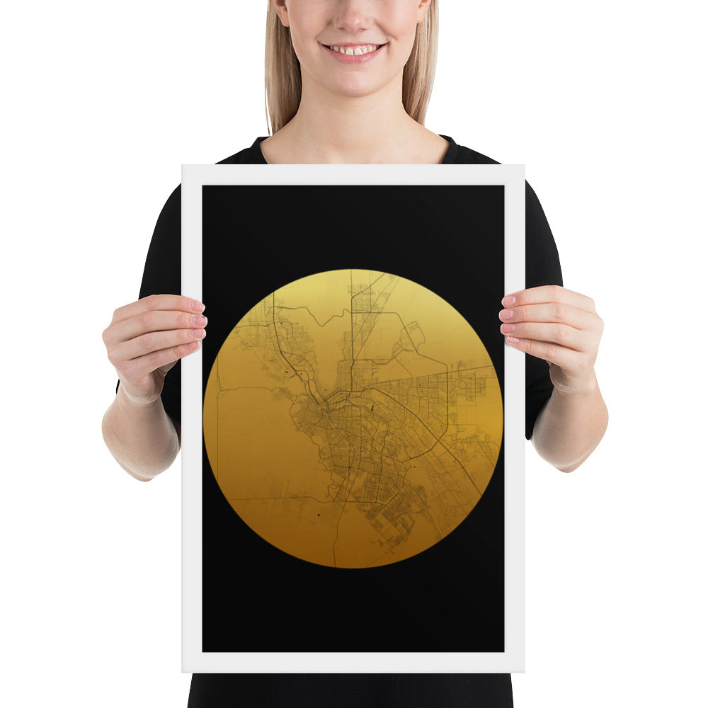 El Paso Gold on Black Framed Map