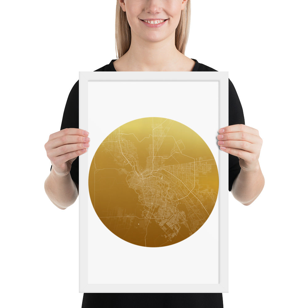 El Paso Gold on White Framed Map