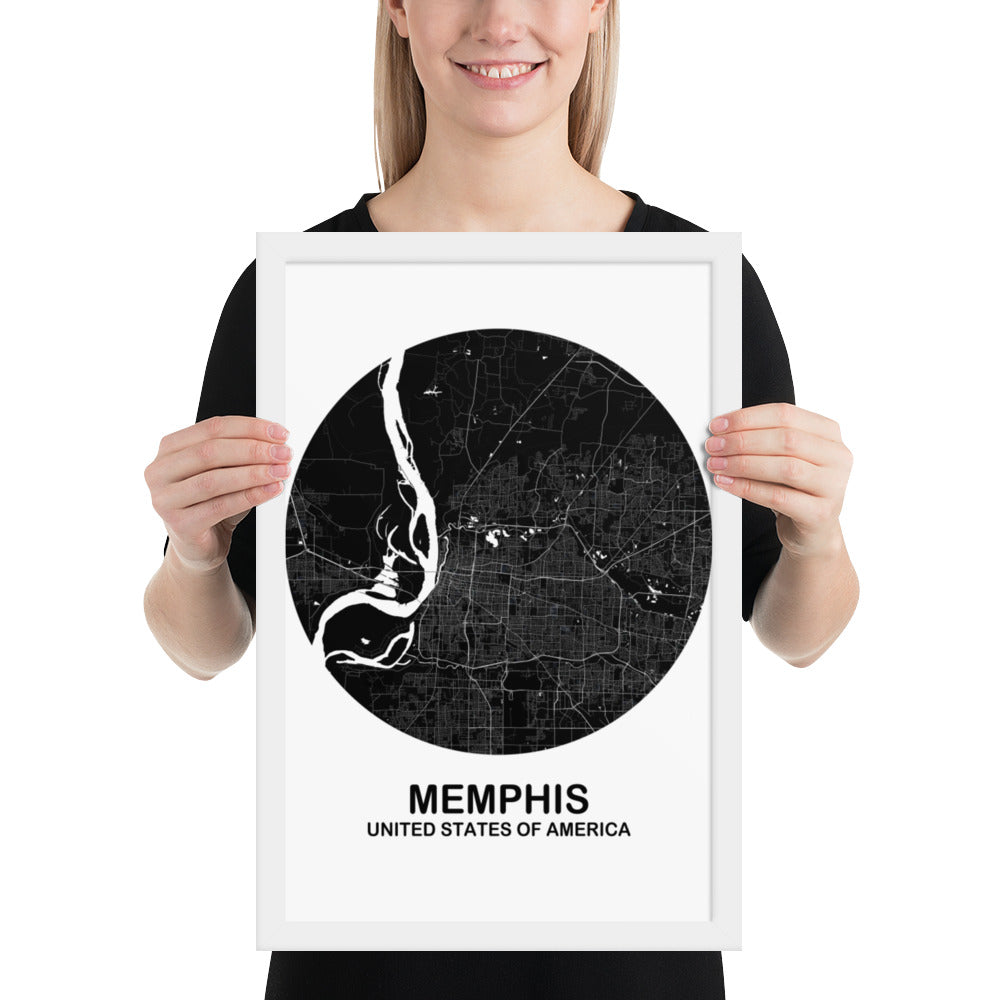 Memphis Circular Black Framed Map