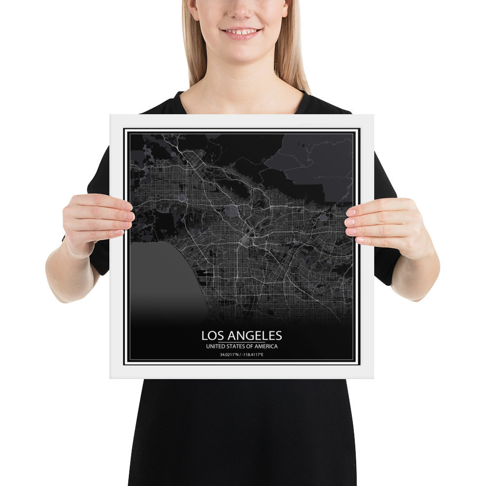 Los Angeles Black Framed Map