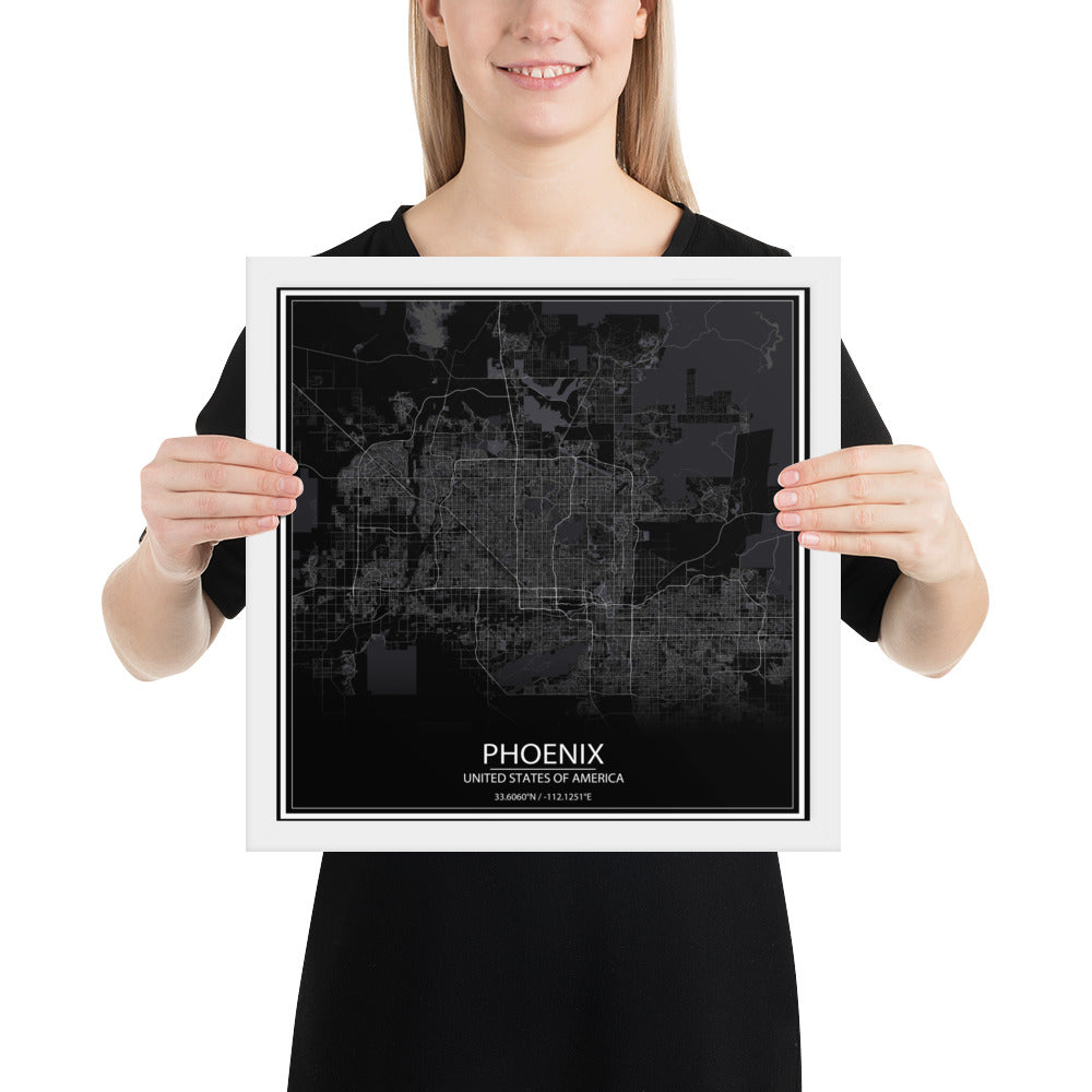 Phoenix Black Framed Map