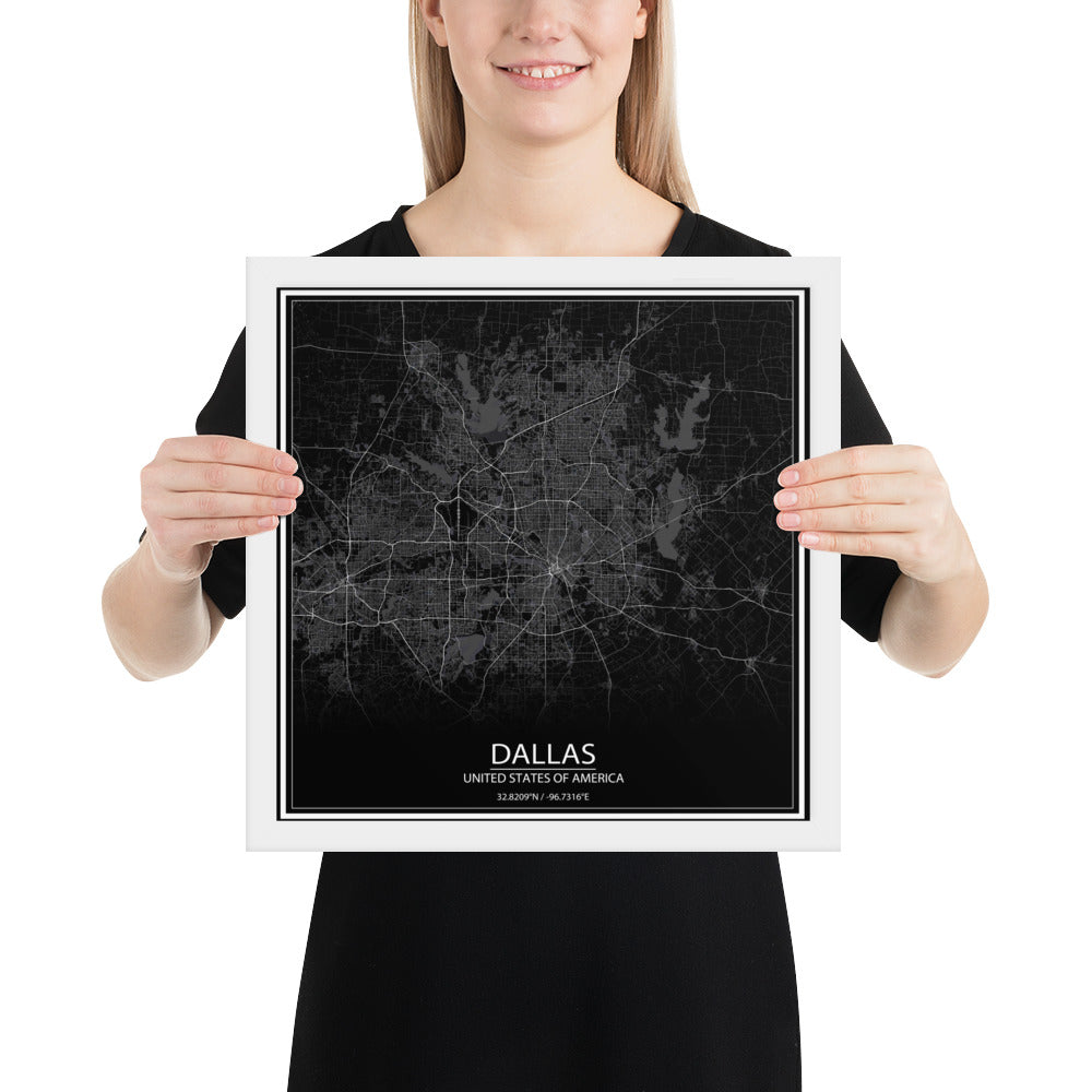 Dallas Black Framed Map