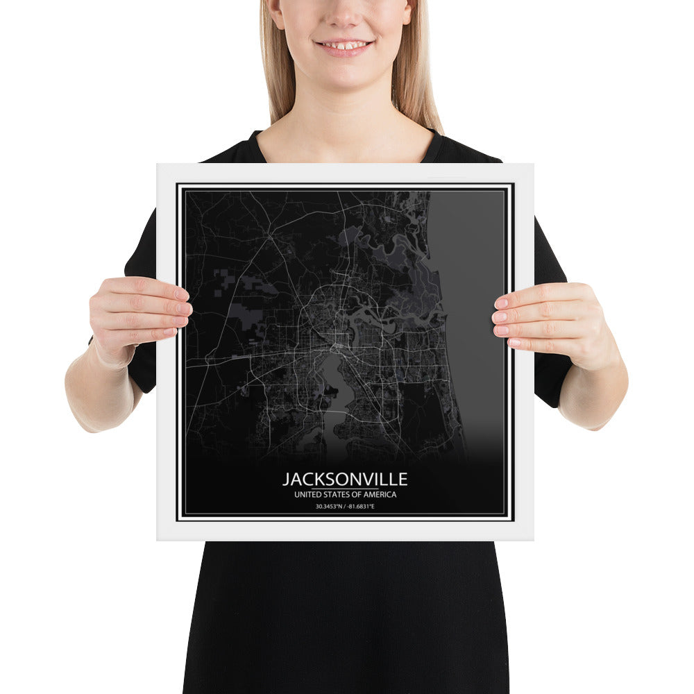 Jacksonville Black Framed Map