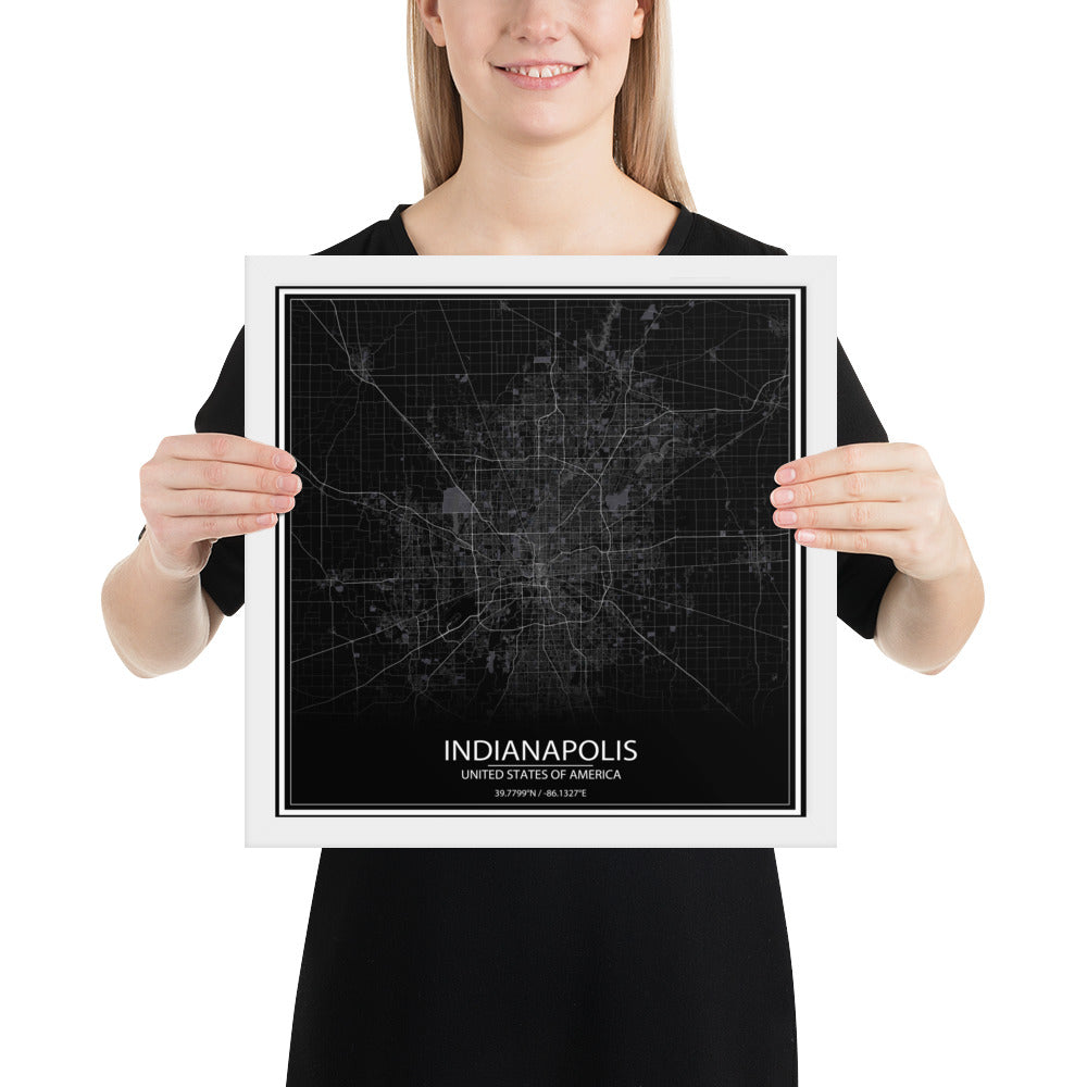 Indianapolis Black Framed Map