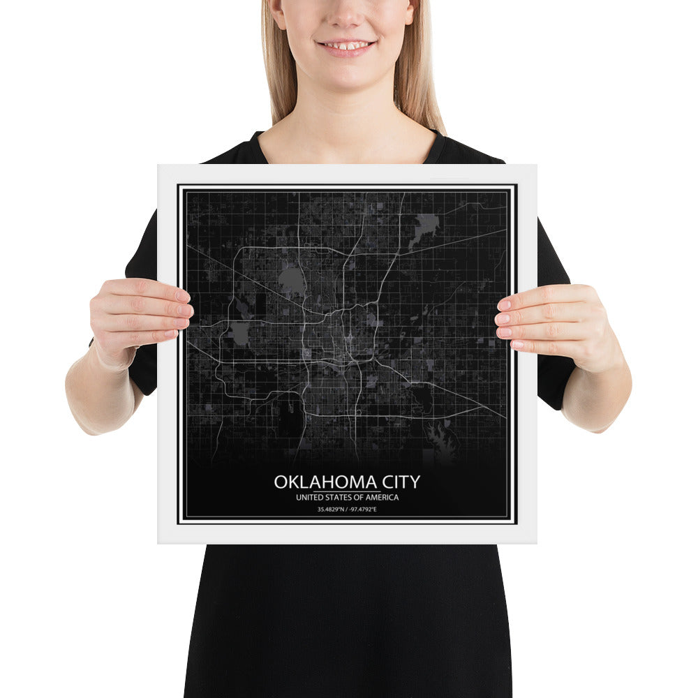 Oklahoma City Black Framed Map