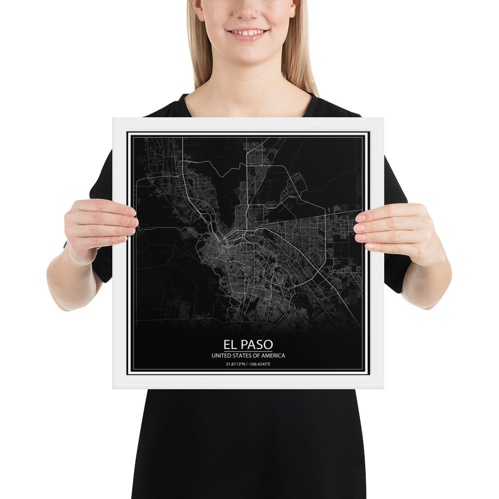 El Paso Black Framed Map