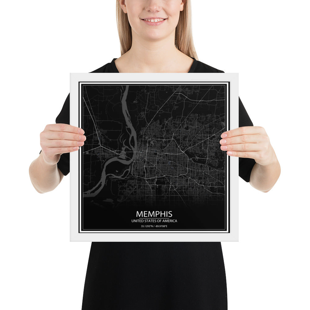 Memphis Black Framed Map