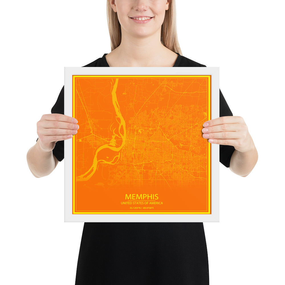 Memphis Orange and Yellow Framed Map