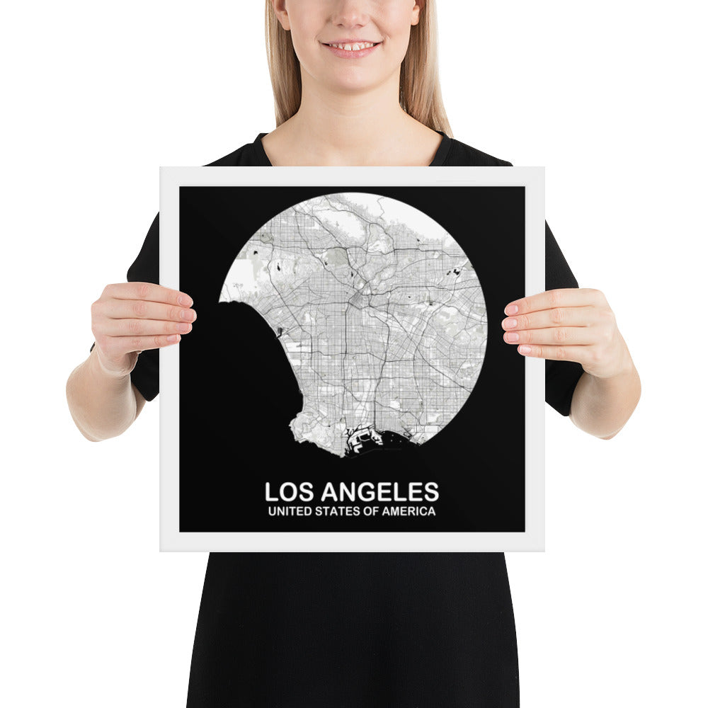 Los Angeles Circular White Framed Map