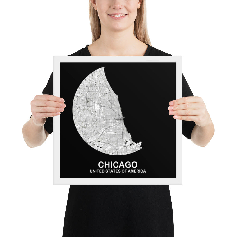 Chicago Circular White Framed Map