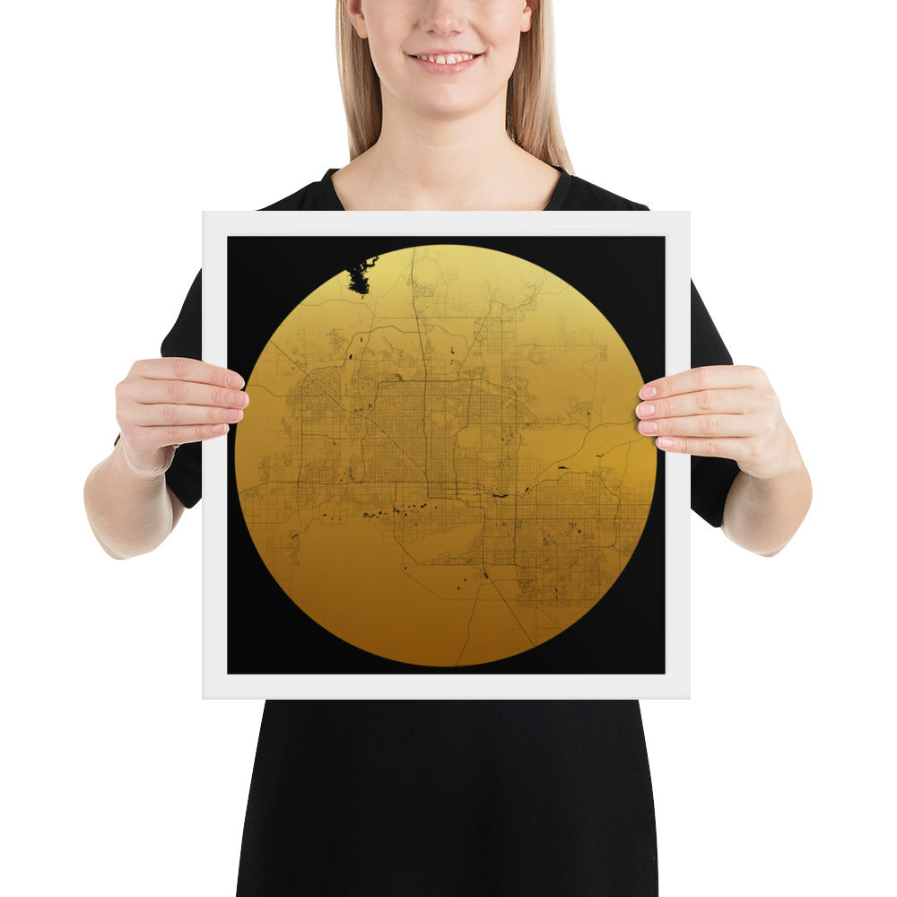 Phoenix Gold on Black Framed Map