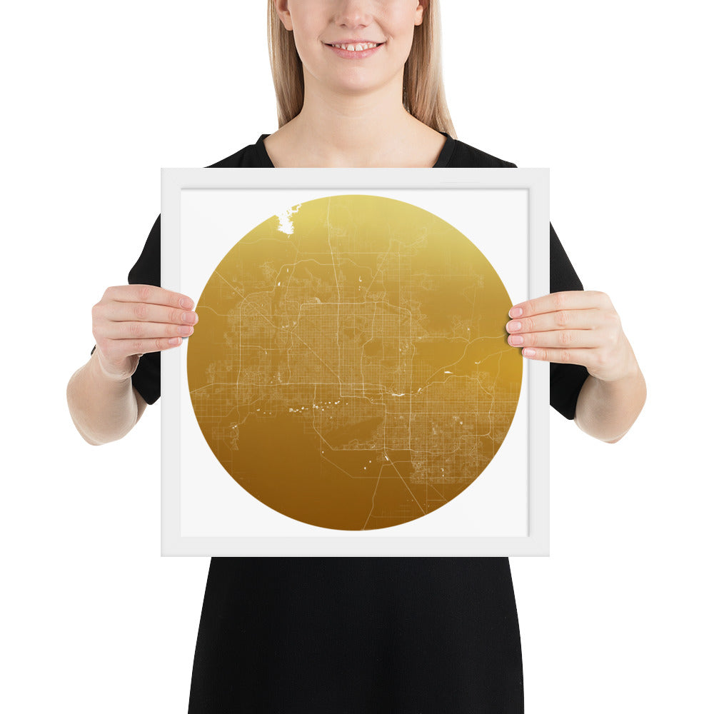 Phoenix Gold on White Framed Map