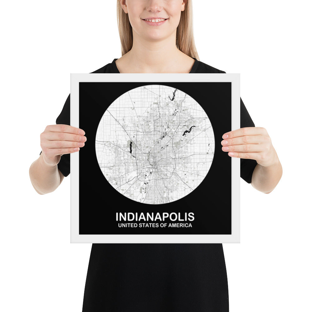 Indianapolis Circular White Framed Map