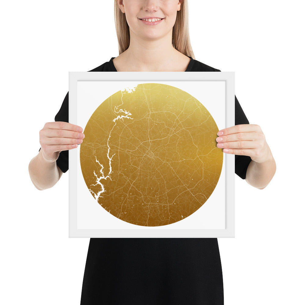 Charlotte Gold on White Framed Map