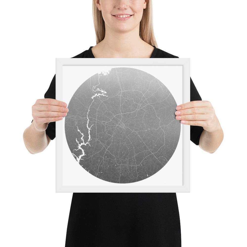 Charlotte Silver on White Framed Map