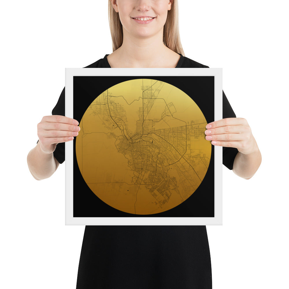 El Paso Gold on Black Framed Map