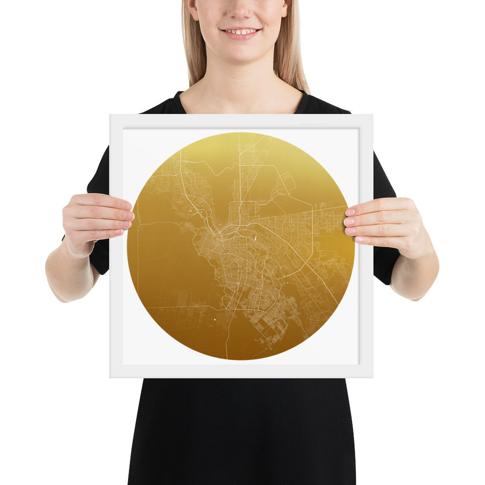 El Paso Gold on White Framed Map