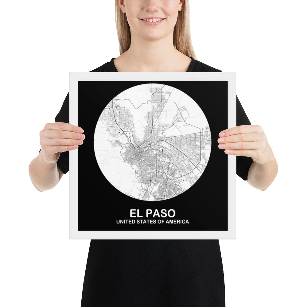 El Paso Circular White Framed Map