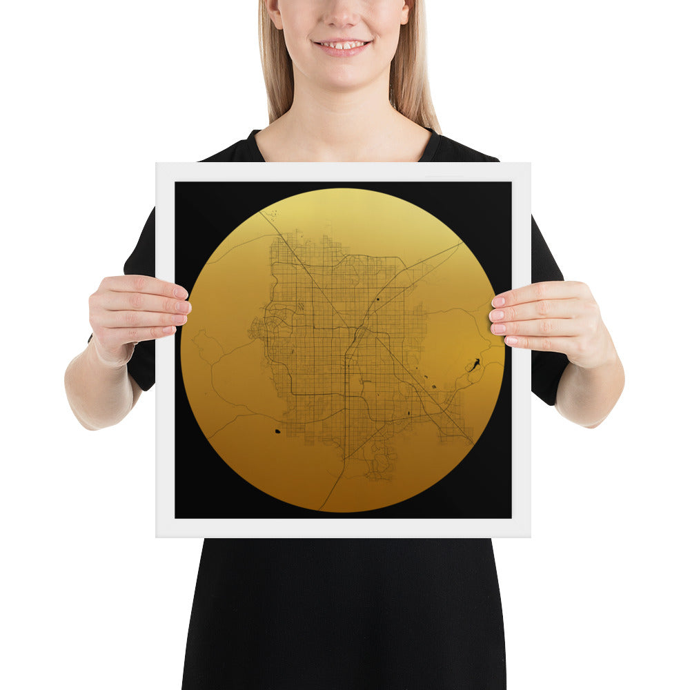 Las Vegas Gold on Black Framed Map