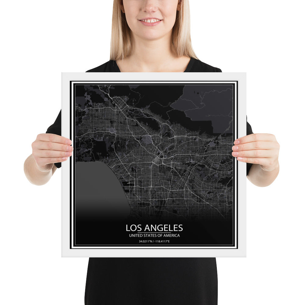 Los Angeles Black Framed Map