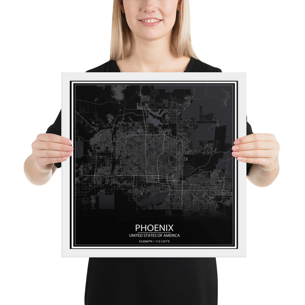 Phoenix Black Framed Map