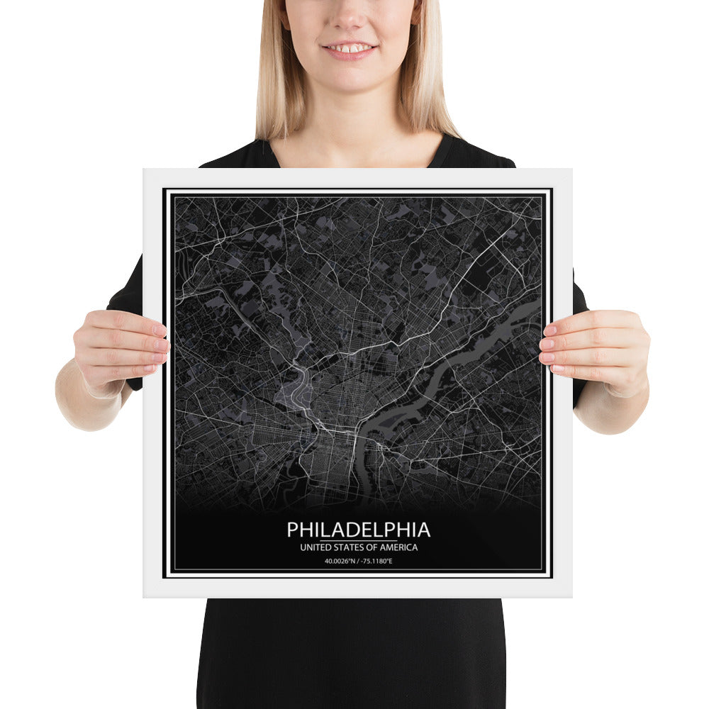 Philadelphia Black Framed Map