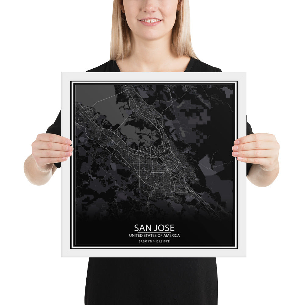 San Jose Black Framed Map