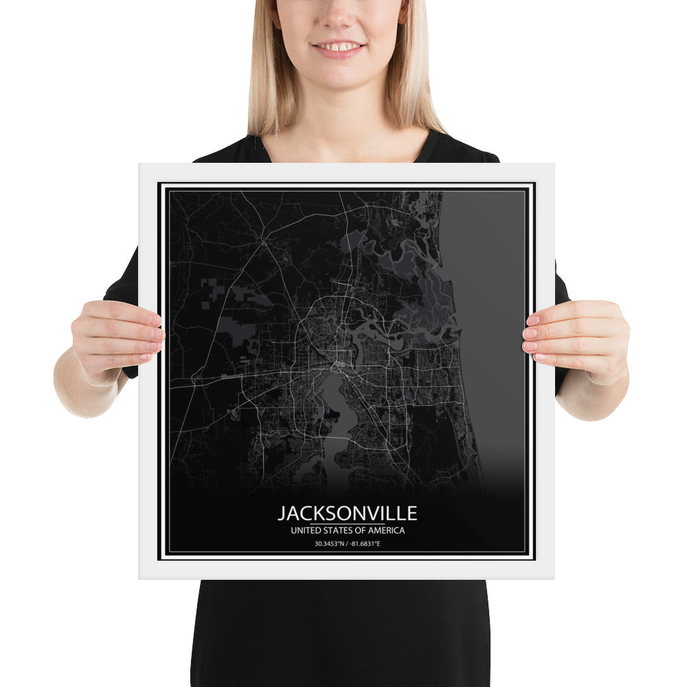 Jacksonville Black Framed Map