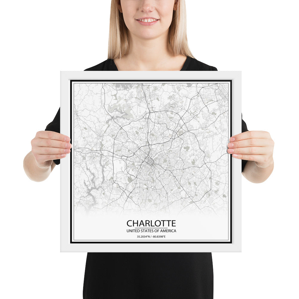 Charlotte White Framed Map