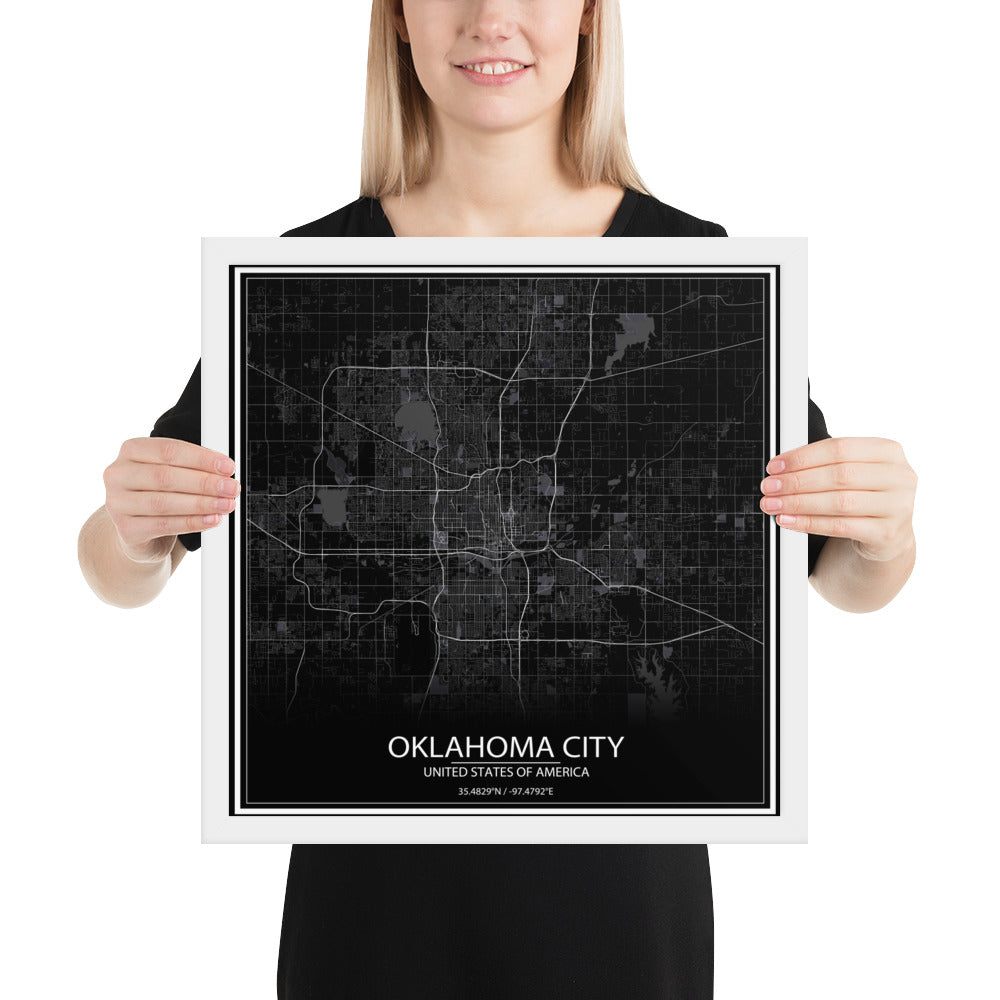 Oklahoma City Black Framed Map