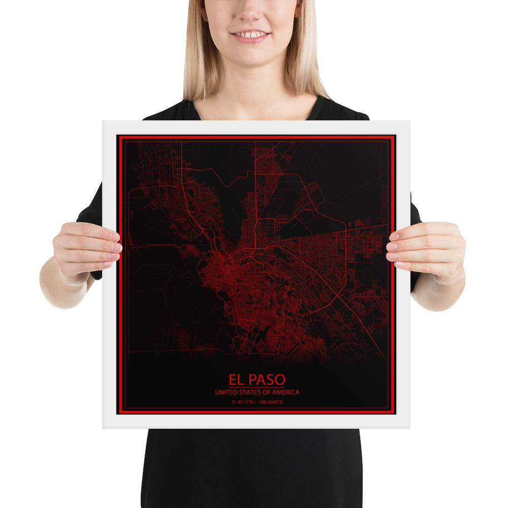 El Paso Black and Red Framed Map