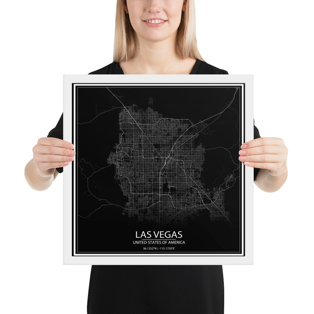 Las Vegas Black Framed Map