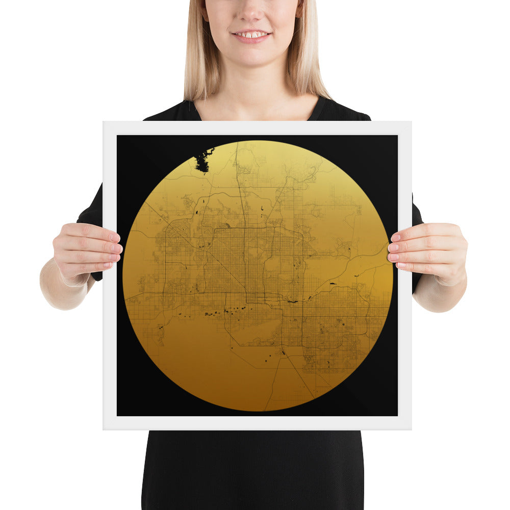 Phoenix Gold on Black Framed Map