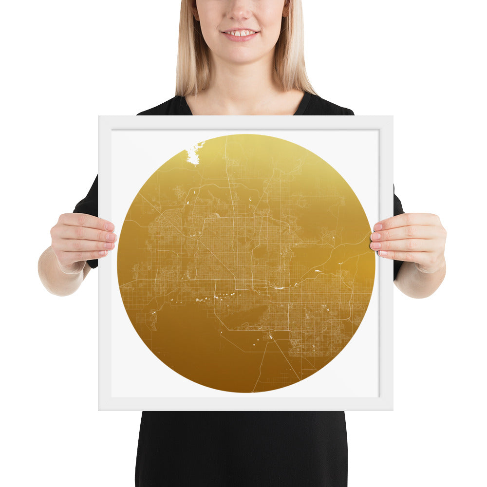 Phoenix Gold on White Framed Map