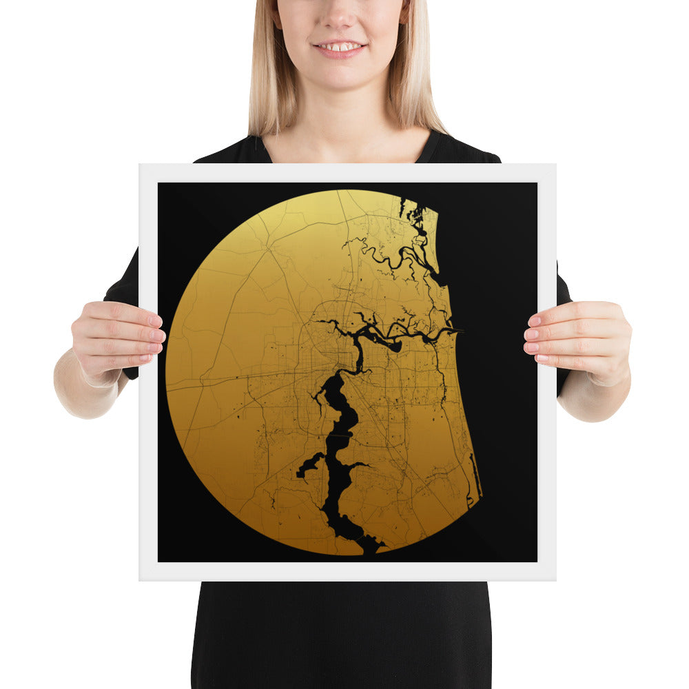 Jacksonville Gold on Black Framed Map