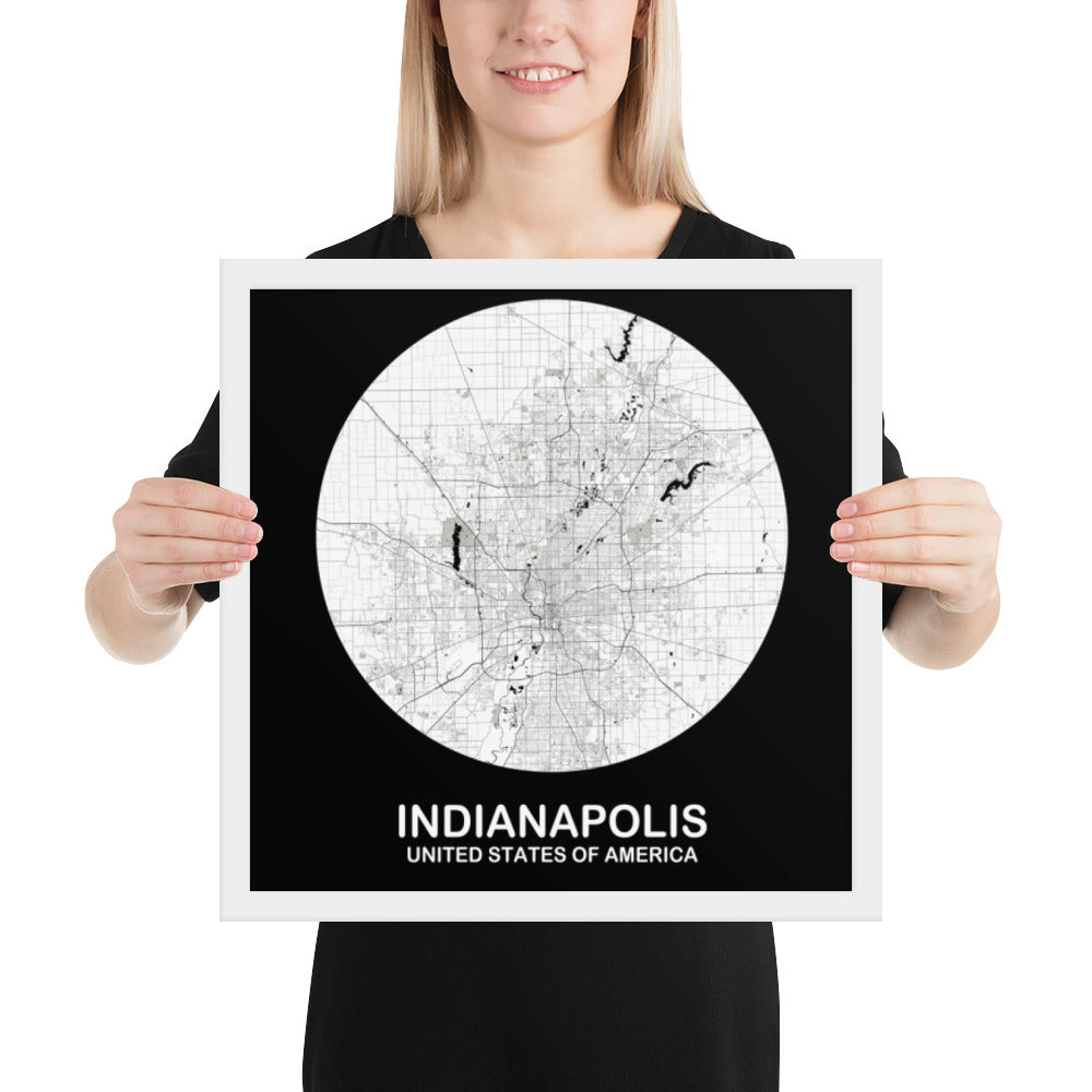 Indianapolis Circular White Framed Map