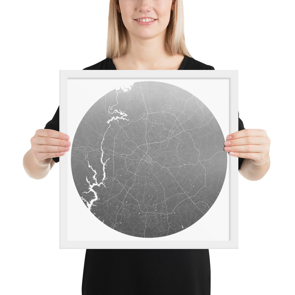 Charlotte Silver on White Framed Map