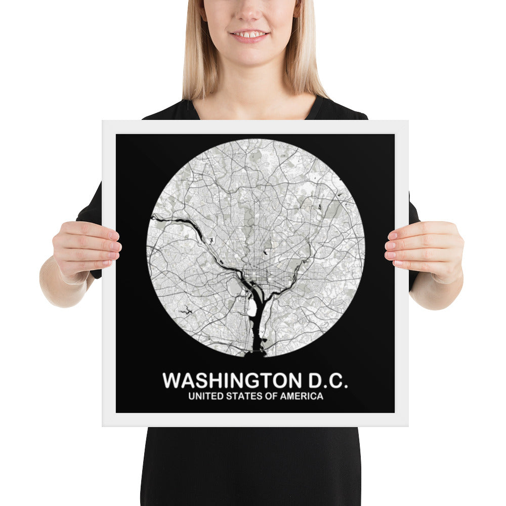 Washington, D.C. Circular White Framed Map