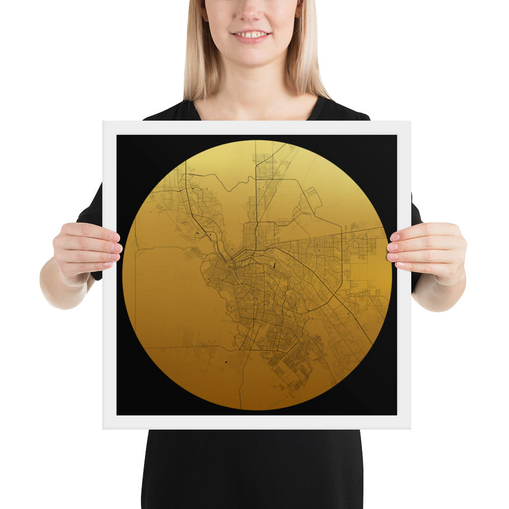 El Paso Gold on Black Framed Map