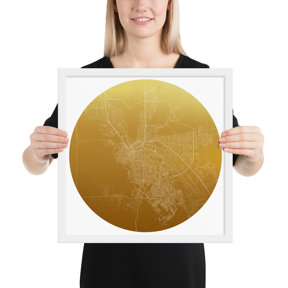 El Paso Gold on White Framed Map