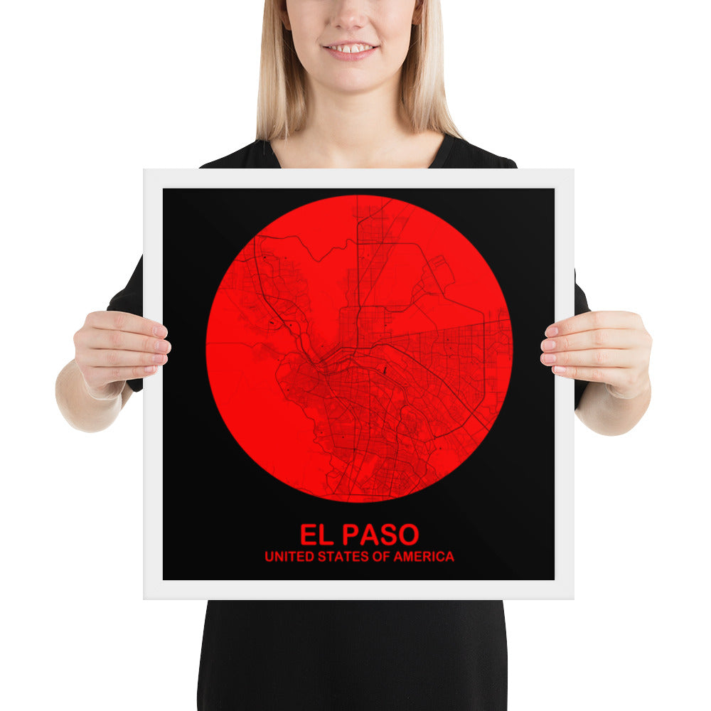 El Paso Circular Red Framed Map