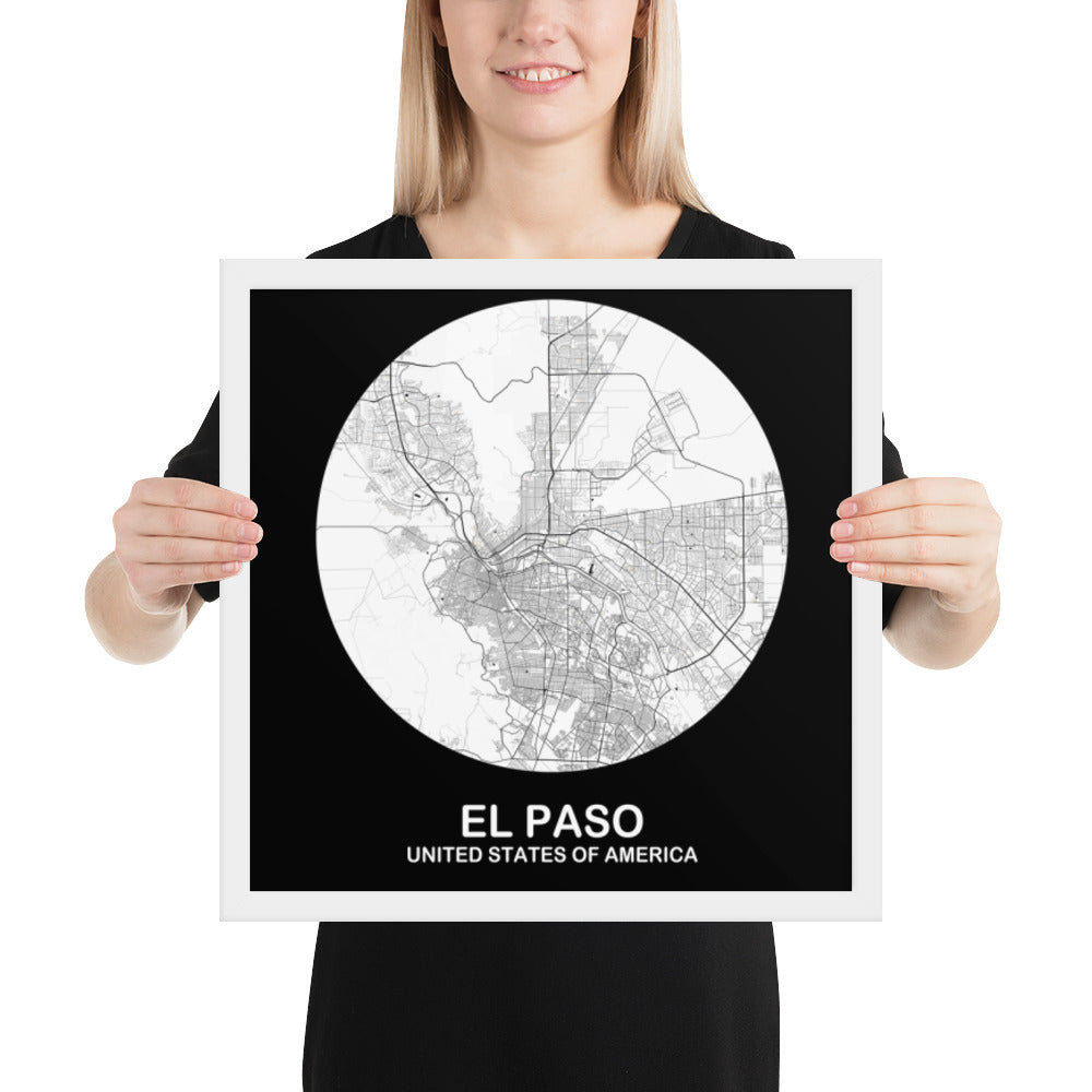 El Paso Circular White Framed Map