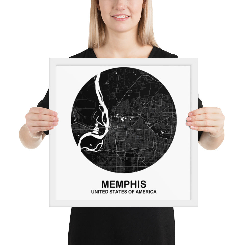 Memphis Circular Black Framed Map